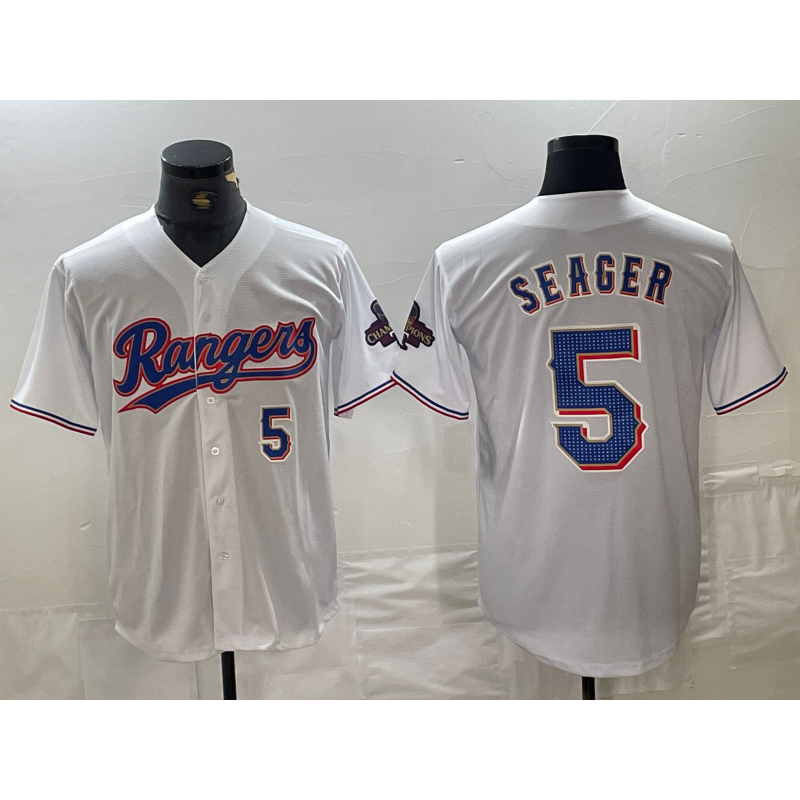 TRASK Texas Rangers #5 Corey Seager Number White  2024 Gold Collection Limited Cool Base Jersey