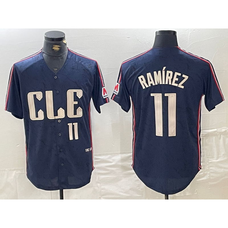 TRASK  Cleveland Guardians #11 Jose Ramirez Number Navy  2024 City Connect Limited Stitched Jersey
