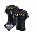 TRASK Texas Rangers #5 Corey Seager Black Gold  2023 World Series Flex Base Stitched Jersey