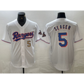 TRASK Texas Rangers #5 Corey Seager Number White  2023 World Series Champions Cool Base Jerseys