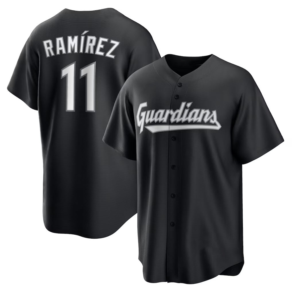 TRASK  Cleveland Guardians #11 Jos¨¦ Ram¨ªrez Black  Replica Player Jersey