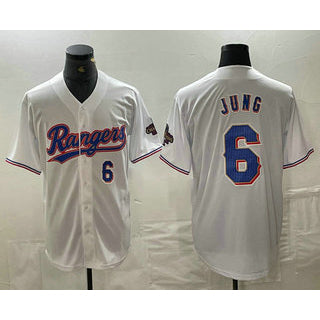 TRASK Texas Rangers #6 Josh Jung Number White  2024 Gold Collection Limited Cool Base Jersey