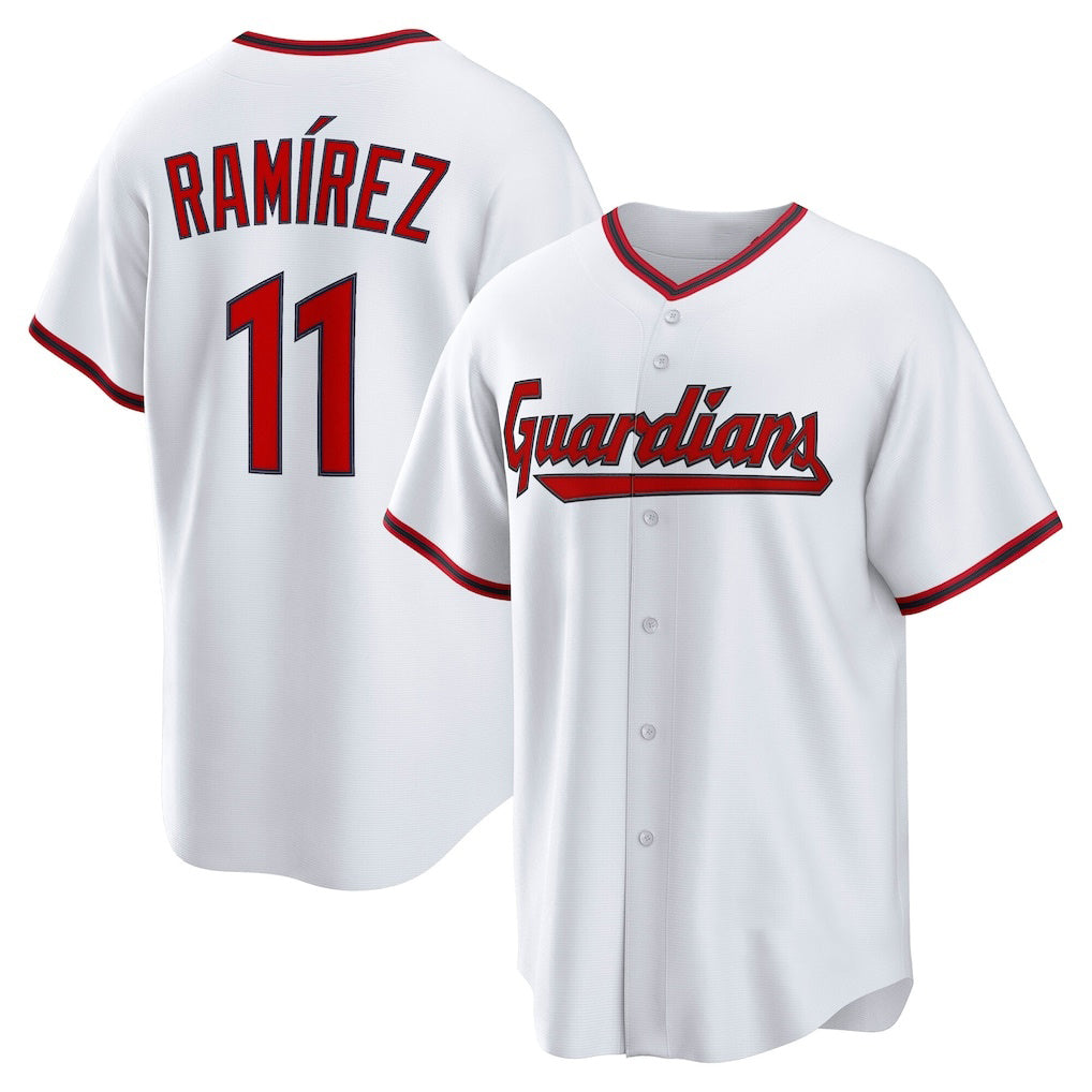 TRASK  Cleveland Guardians #11 Jos¨¦ Ram¨ªrez White  Home Replica Jersey
