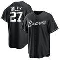 TRASK A.Braves #27 Austin Riley Player Black&White Replica Stitched Jerseys