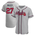 TRASK A.Braves #27 Austin Riley Player Gray Authentic Road Stitched Jerseys