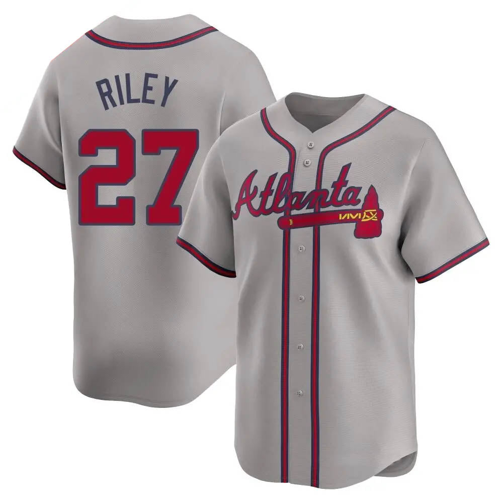 TRASK A.Braves #27 Austin Riley Player Gray Limited Away Stitched Jerseys