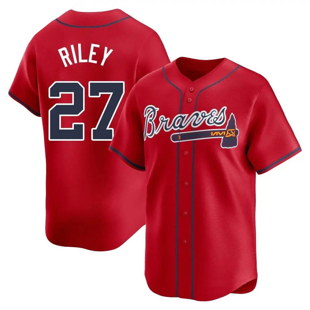 TRASK A.Braves #27 Austin Riley Player Red Limited Alternate Stitched Jerseys