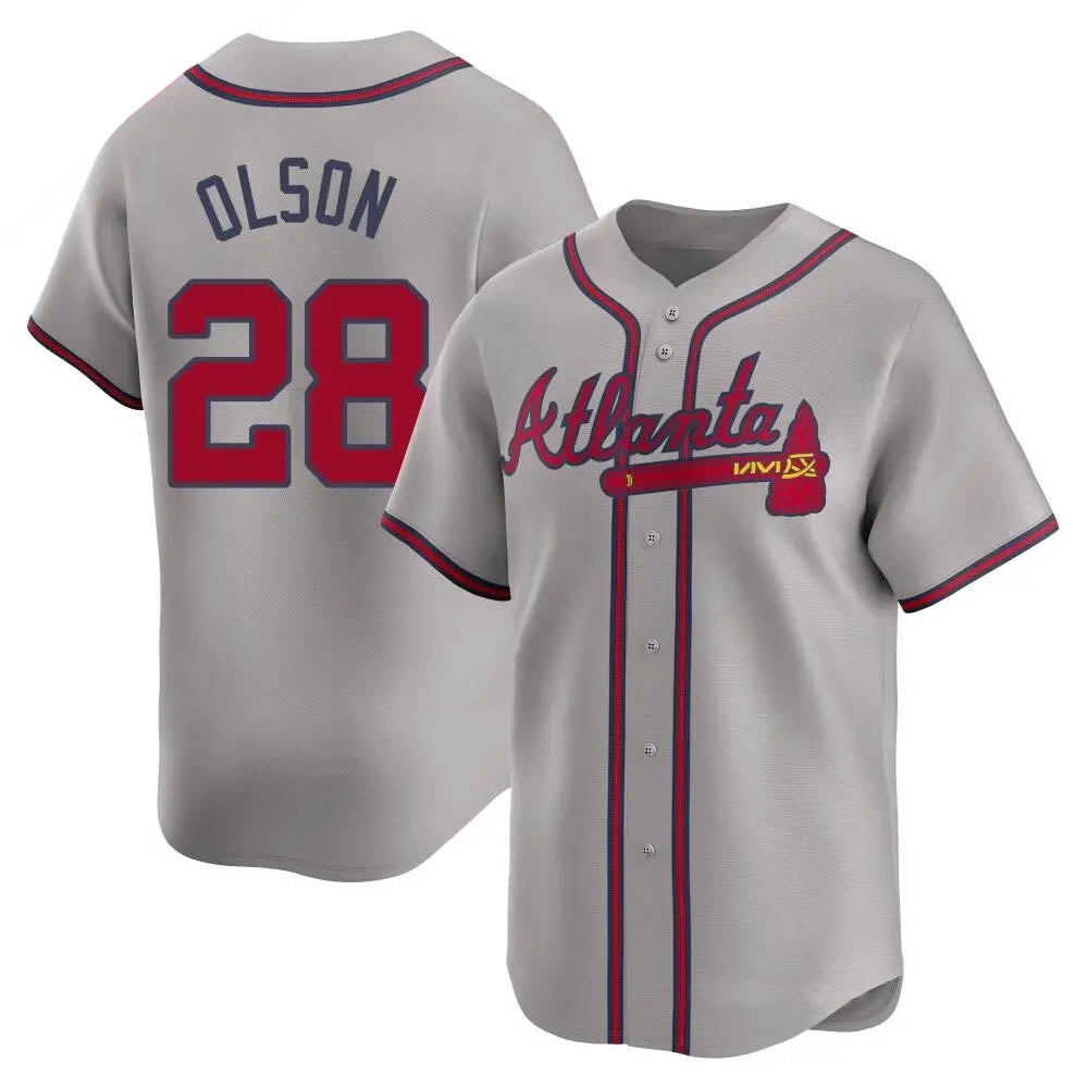 TRASK A.Braves #28 Matt Olson Player Gray Limited Away Stitched Jerseys