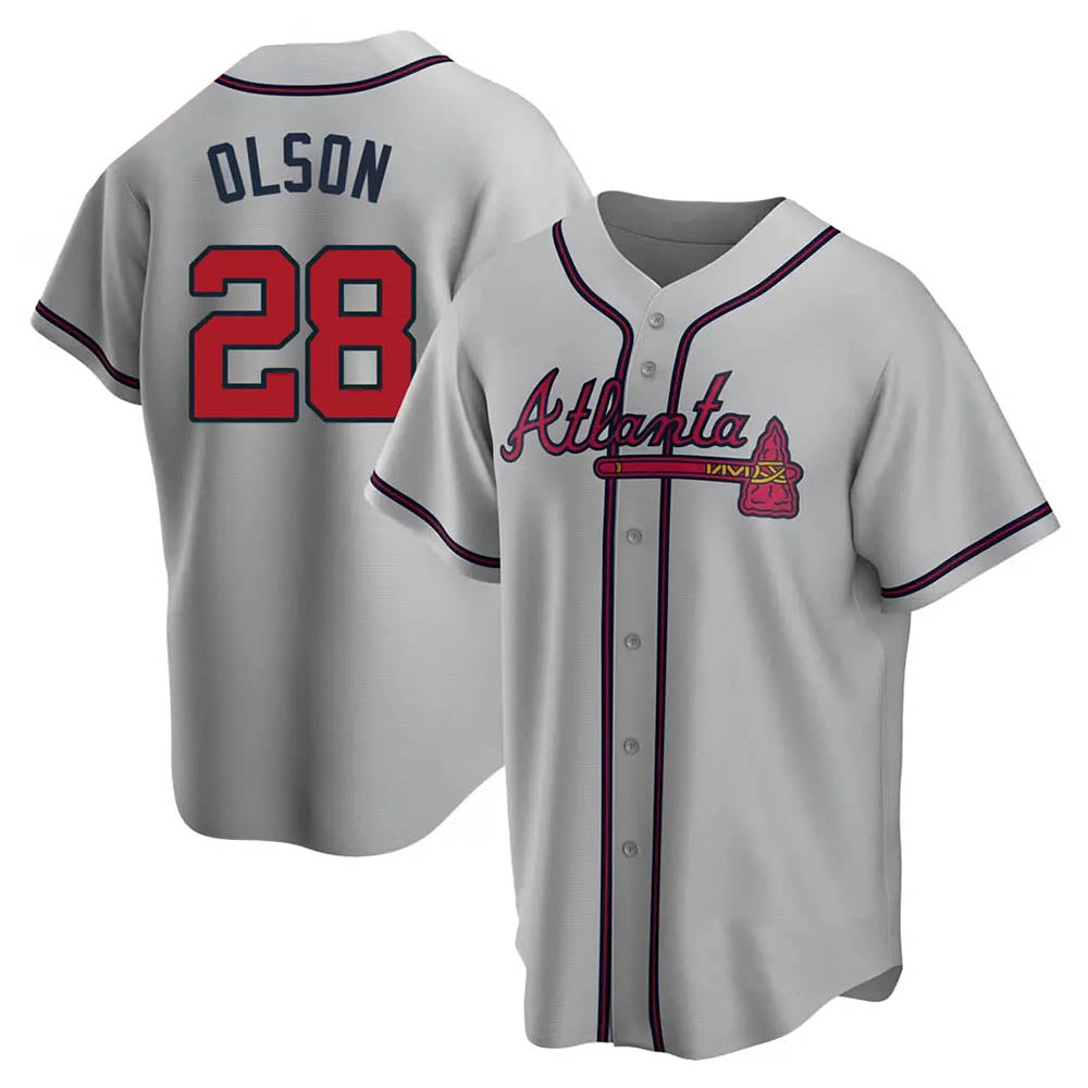 TRASK A.Braves #28 Matt Olson Player Gray Replica Road Stitched Jerseys