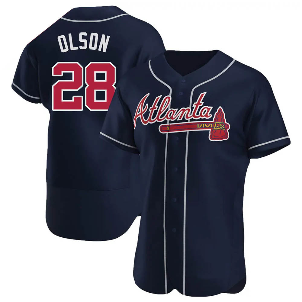 TRASK A.Braves #28 Matt Olson Player Navy Authentic Alternate Stitched Jerseys