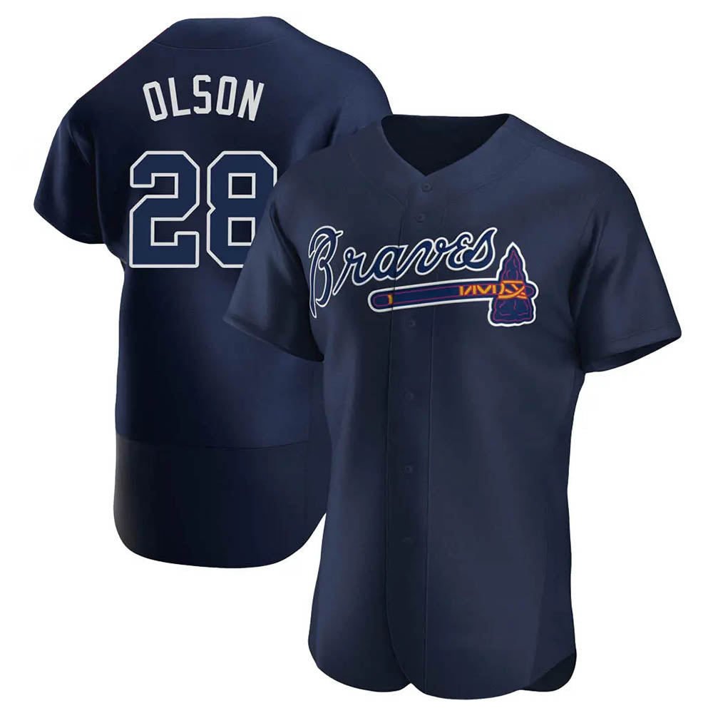 TRASK A.Braves #28 Matt Olson Player Navy Authentic Alternate Team Stitched Jerseys