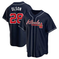 TRASK A.Braves #28 Matt Olson Player Navy Replica Alternate Stitched Jerseys