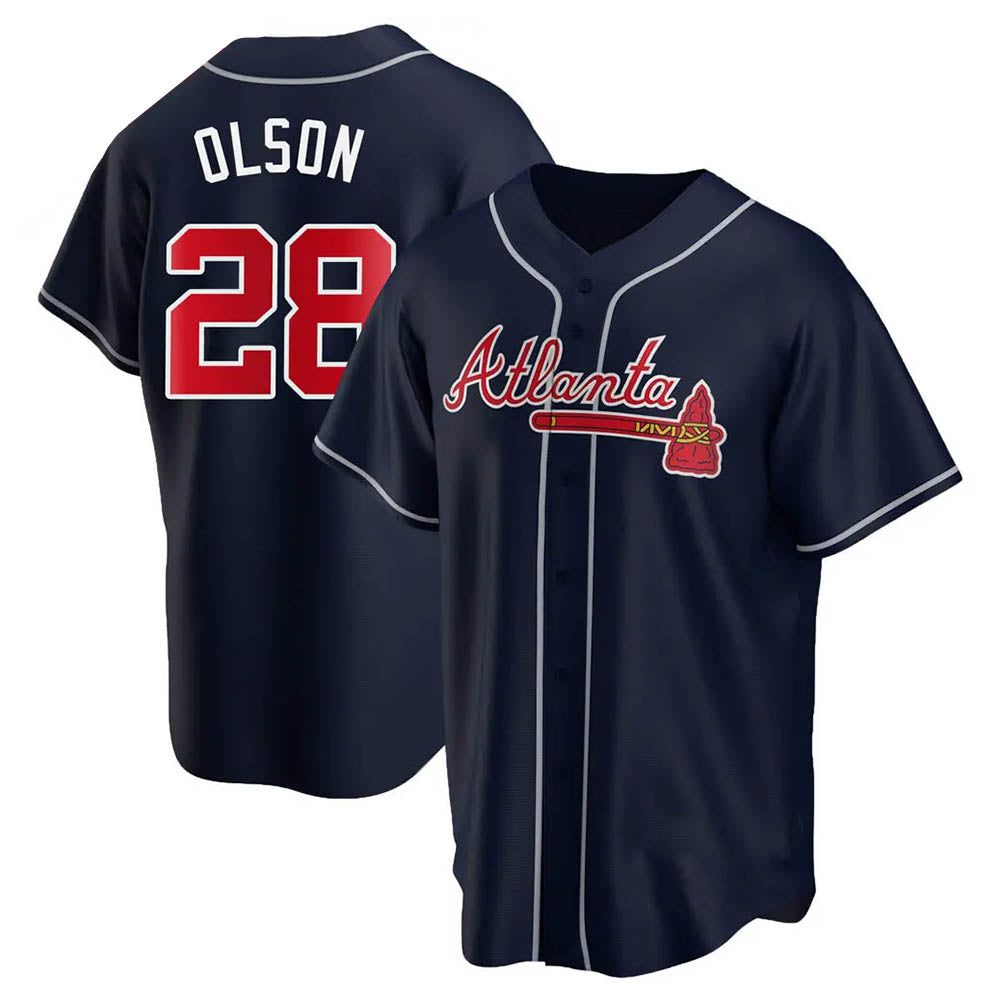 TRASK A.Braves #28 Matt Olson Player Navy Replica Alternate Stitched Jerseys
