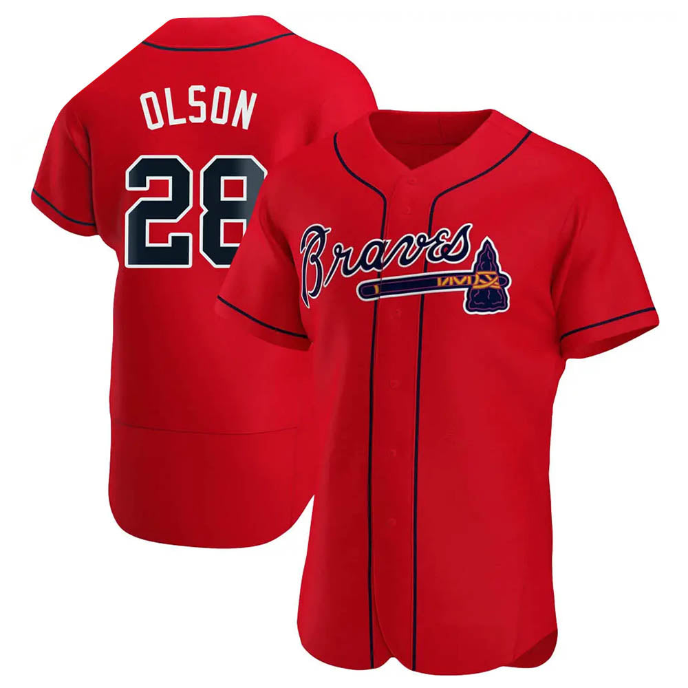 TRASK A.Braves #28 Matt Olson Player Red Authentic Alternate Stitched Jerseys