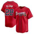 TRASK A.Braves #28 Matt Olson Player Red Limited Alternate Stitched Jerseys