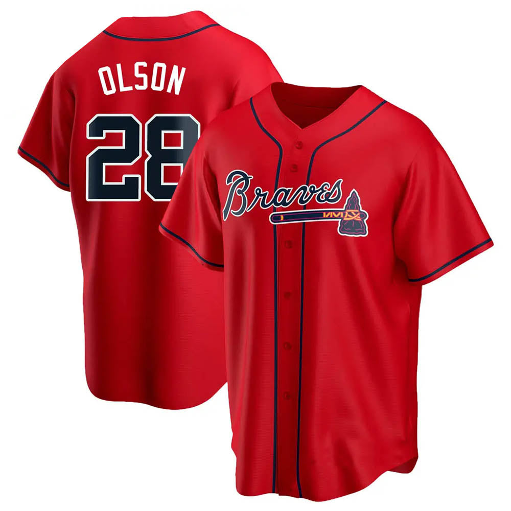 TRASK A.Braves #28 Matt Olson Player Red Replica Alternate Stitched Jerseys