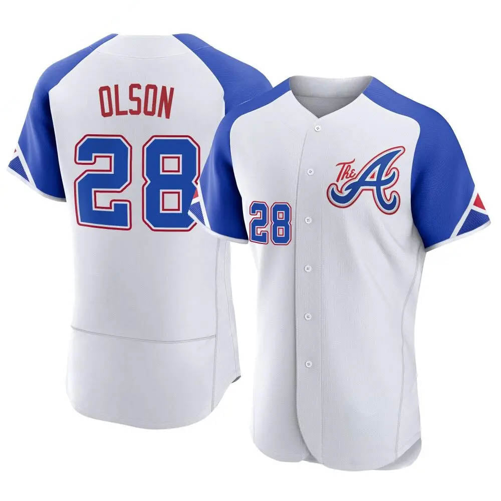TRASK A.Braves #28 Matt Olson Player White Authentic City Connect Stitched Jerseys
