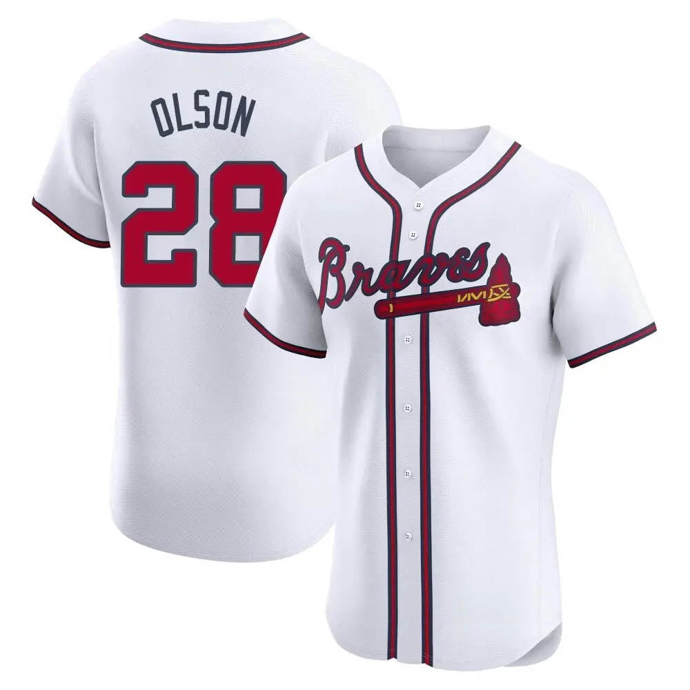 TRASK A.Braves #28 Matt Olson Player White Elite Home Stitched Jerseys