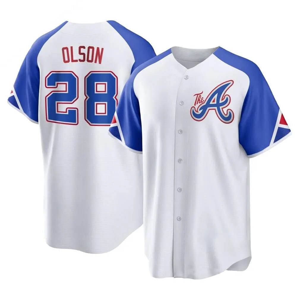 TRASK A.Braves #28 Matt Olson Player White Replica City Connect Stitched Jerseys