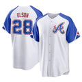TRASK A.Braves #28 Matt Olson Player White Replica City Connect Stitched Jerseys