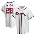 TRASK A.Braves #28 Matt Olson Player White Replica Home Stitched Jerseys