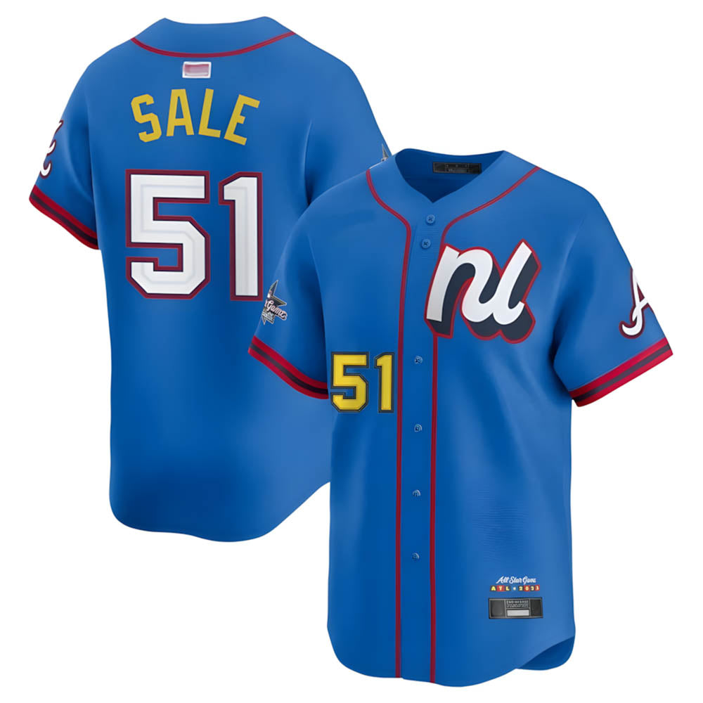 TRASK A.Braves #51 Chris Sale Player Blue National League Limited Stitched Jerseys