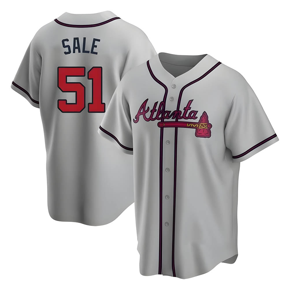 TRASK A.Braves #51 Chris Sale Player Gray City Connect Stitched Jerseys