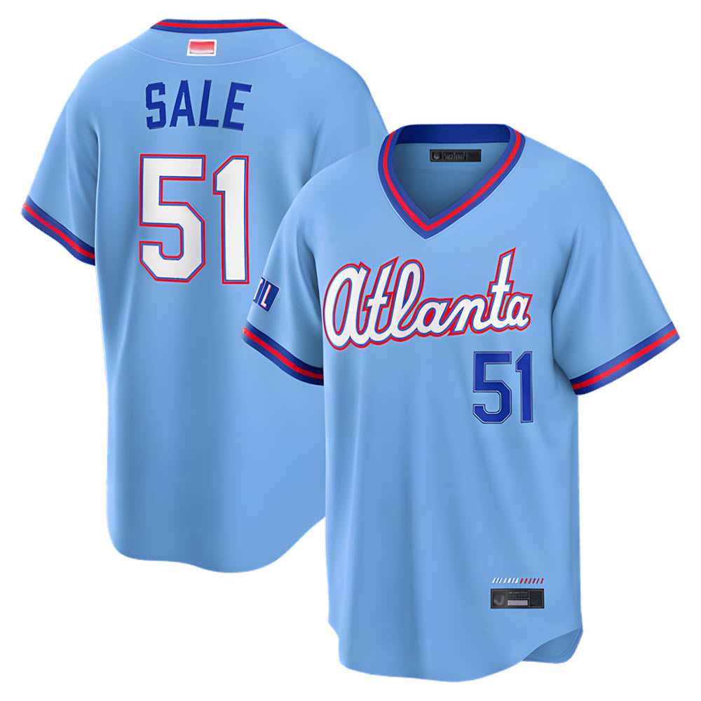 TRASK A.Braves #51 Chris Sale Player Powder Blue 2026 City Connect T shirt Stitched Jerseys