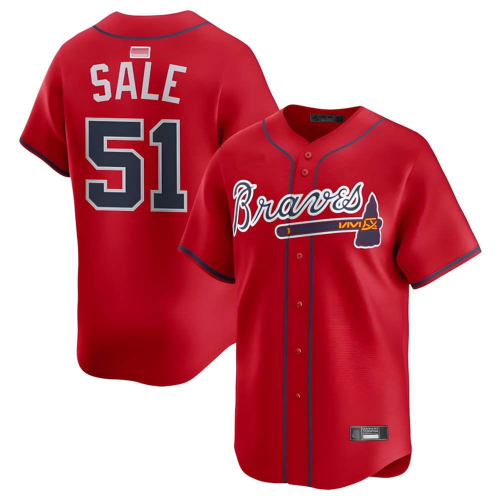 TRASK A.Braves #51 Chris Sale Player Red Alternate Limited Stitched Jerseys