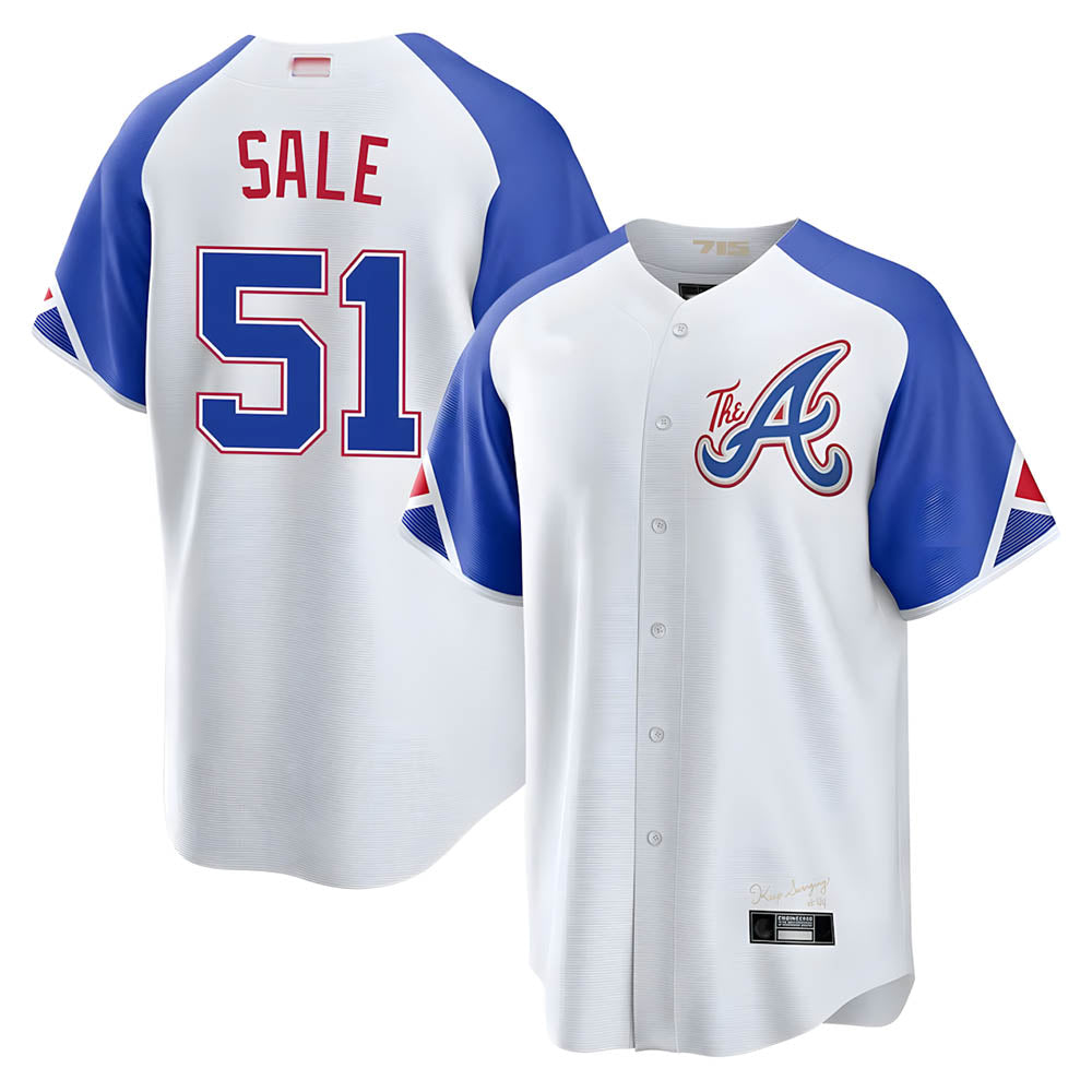 TRASK A.Braves #51 Chris Sale Player White City Connect Limited Stitched Jerseys