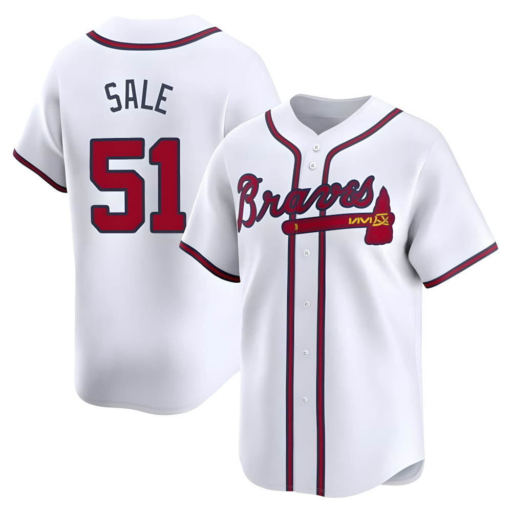 TRASK A.Braves #51 Chris Sale Player White Limited Home Stitched Jerseys