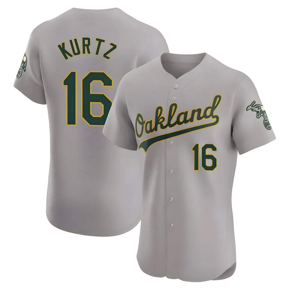 TRASK Athletics #16 Nick Kurtz Player Gray Elite Road Stitched Jerseys