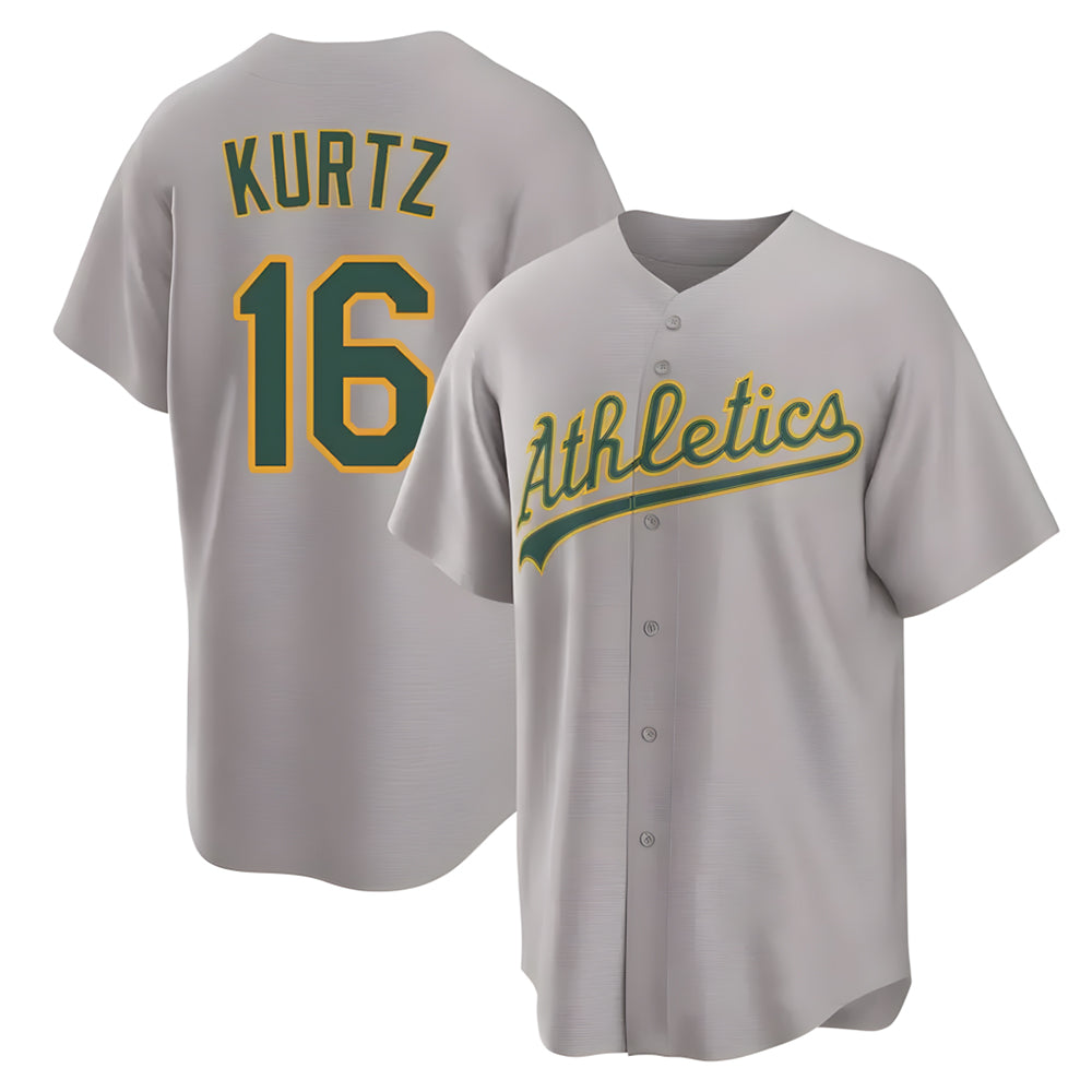 TRASK Athletics #16 Nick Kurtz Player Gray Home Game Stitched Jerseys