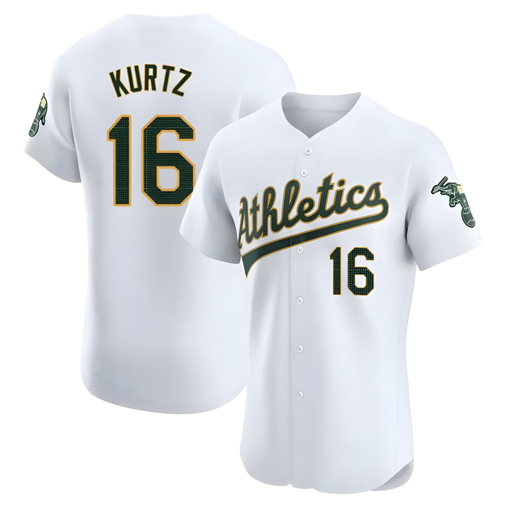 TRASK Athletics #16 Nick Kurtz Player White Elite Road Stitched Jerseys