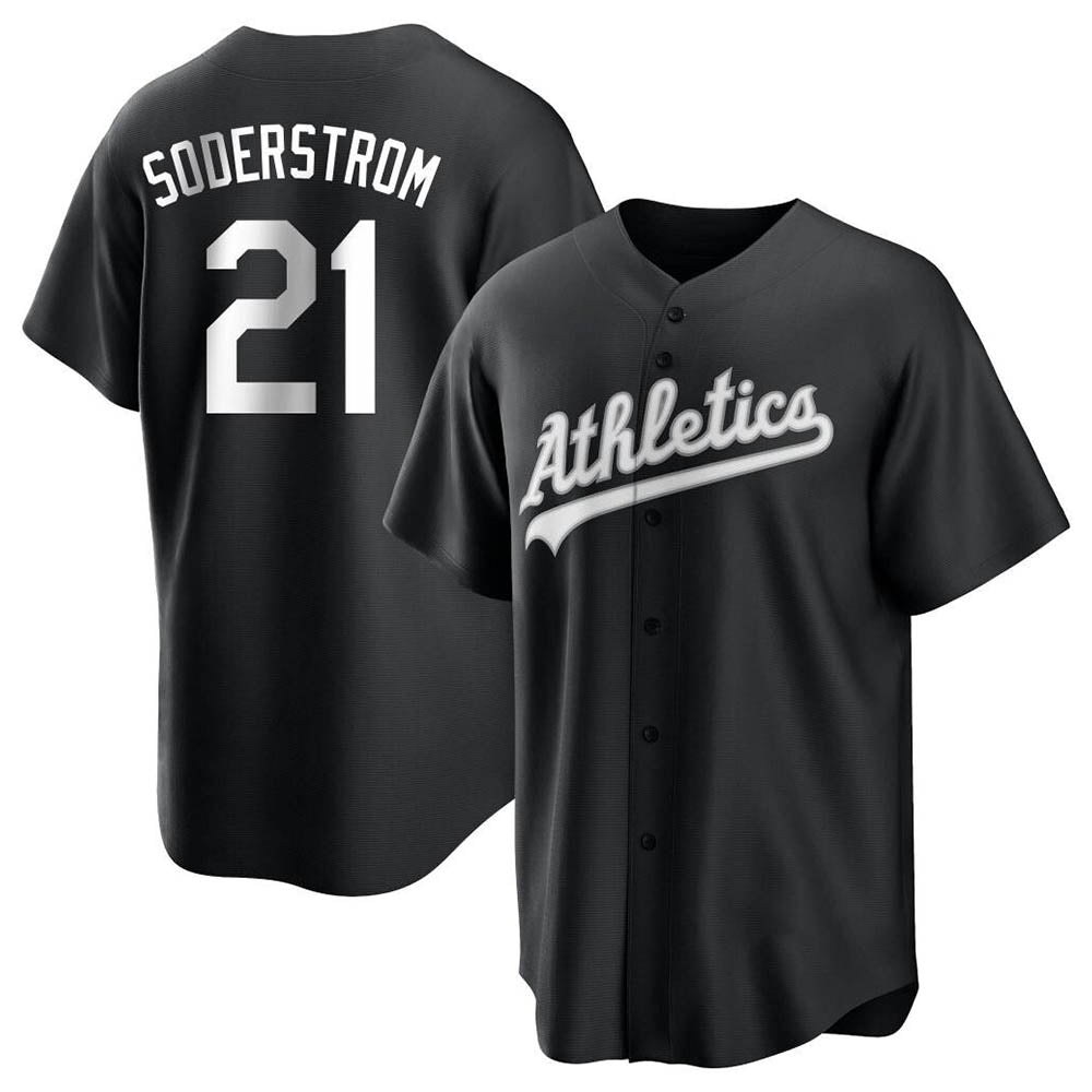 TRASK Athletics #21 Tyler Soderstrom Player Black&White Replica Stitched Jersey