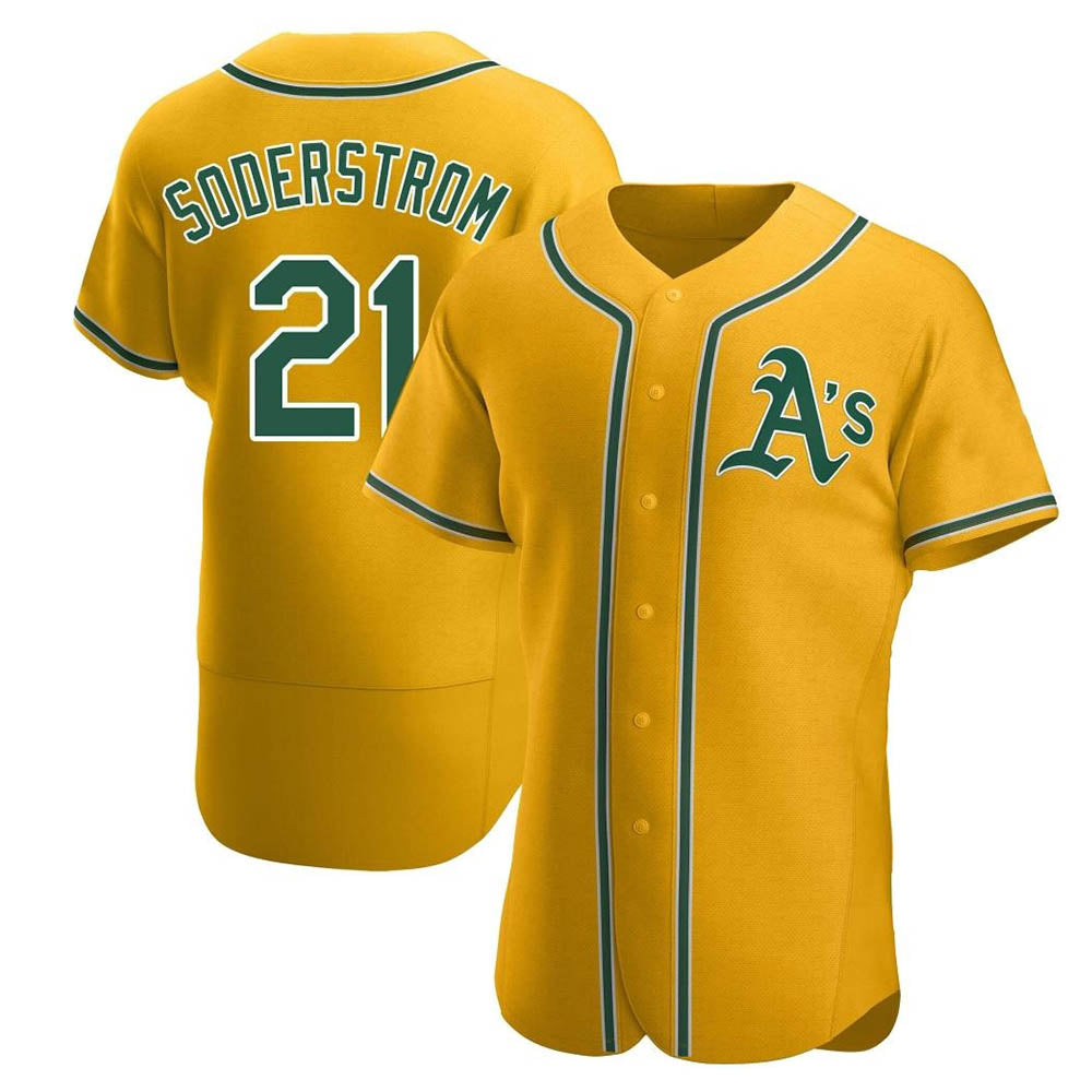 TRASK Athletics #21 Tyler Soderstrom Player Gold Authentic Alternate Stitched Jersey
