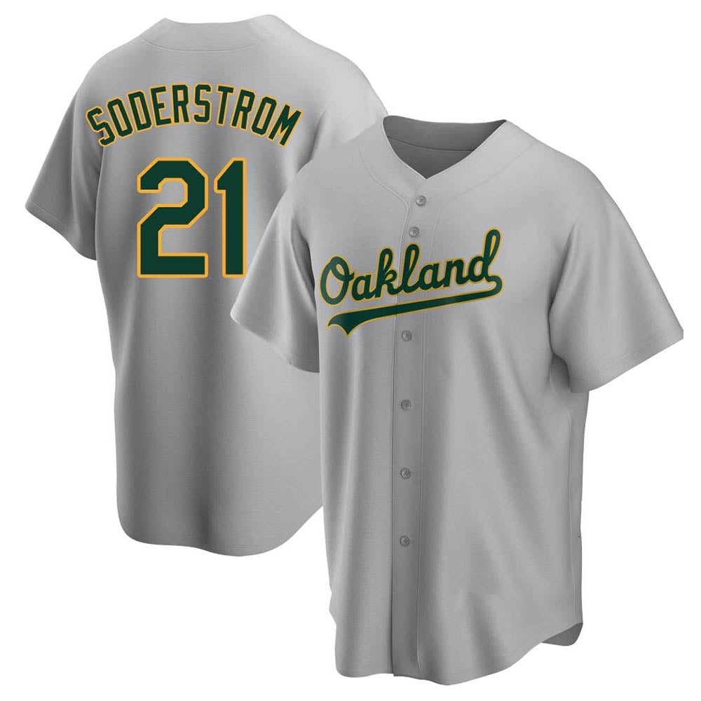 TRASK Athletics #21 Tyler Soderstrom Player Gray Replica Road Stitched Jersey