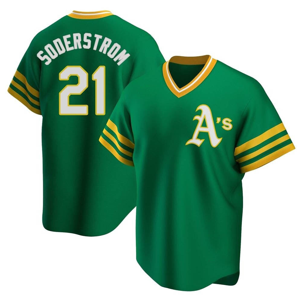 TRASK Athletics #21 Tyler Soderstrom Player Green Replica Cooperstown Collection Stitched Jersey