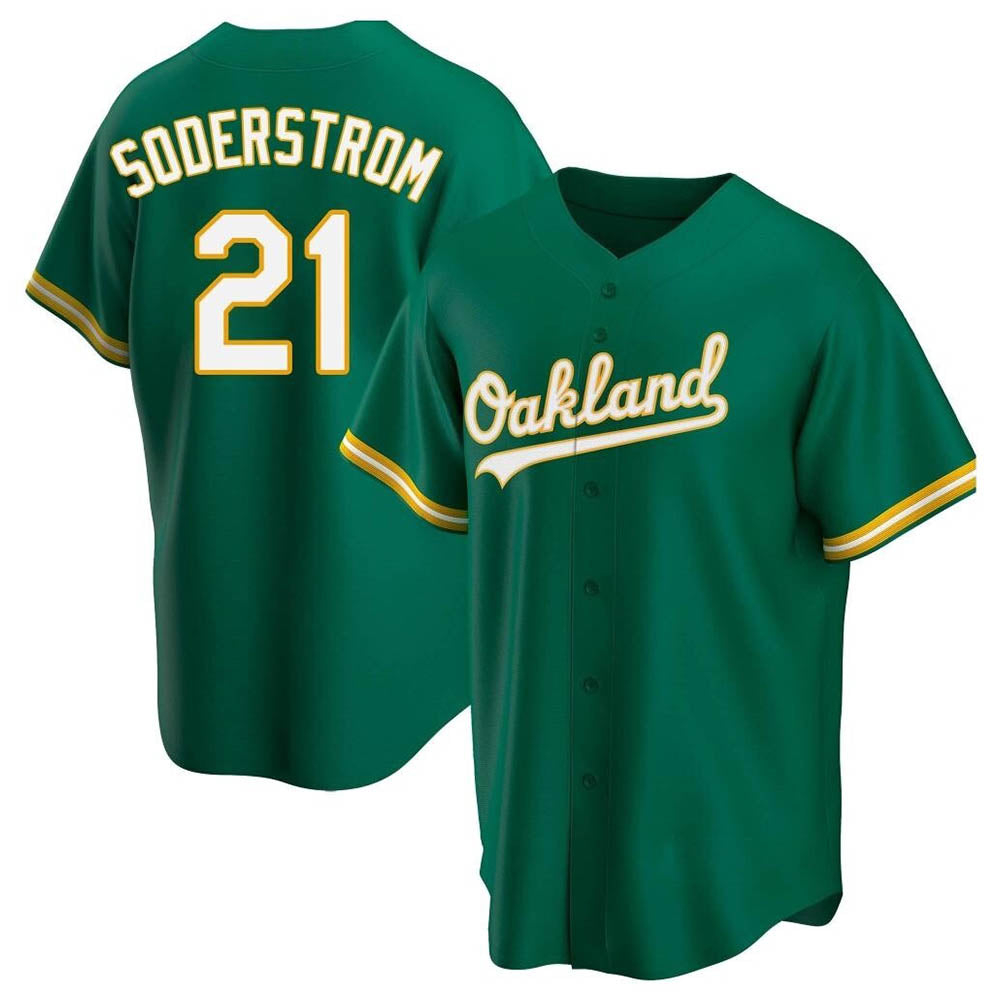 TRASK Athletics #21 Tyler Soderstrom Player Green Replica Kelly Alternate Stitched Jersey