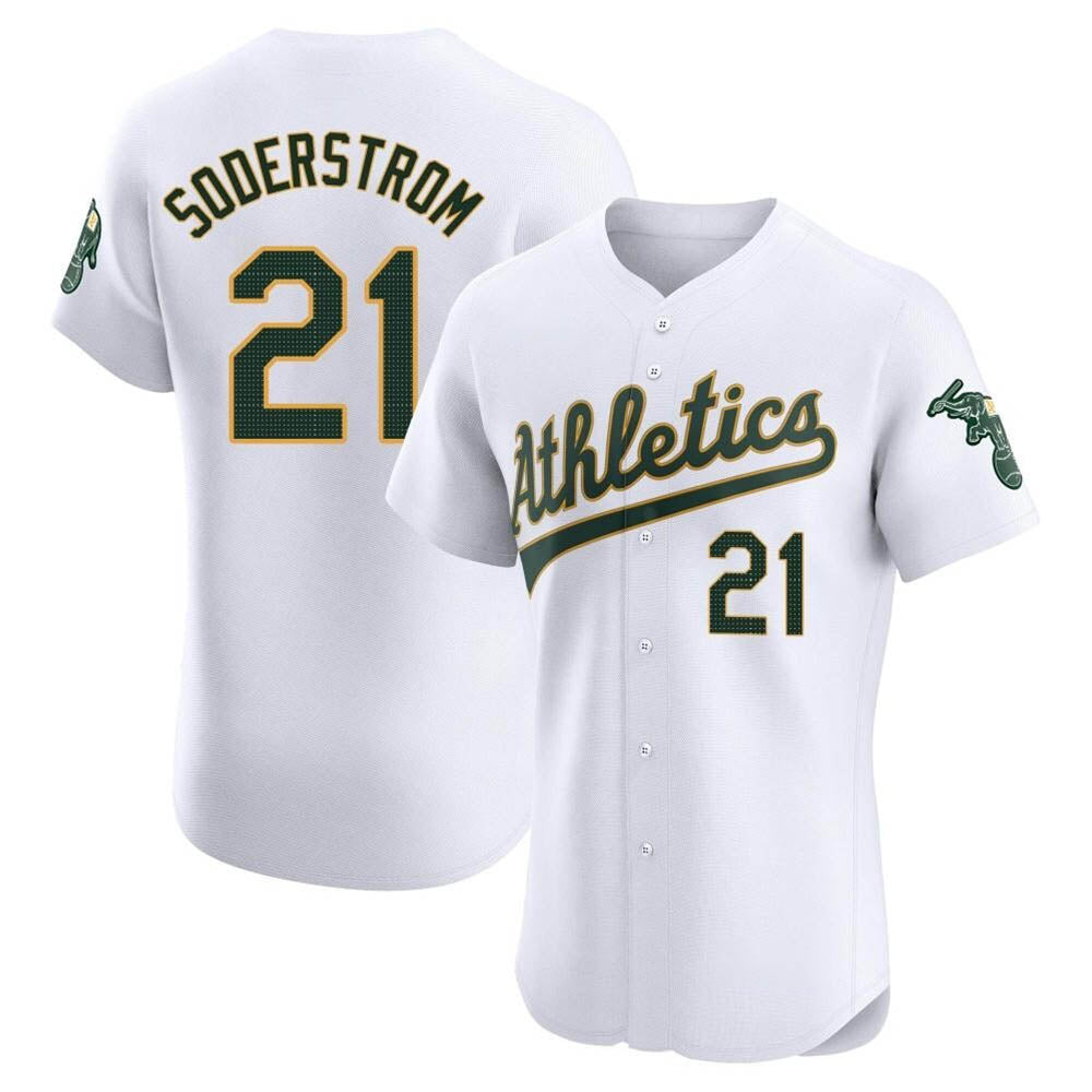 TRASK Athletics #21 Tyler Soderstrom Player White Elite Home Stitched Jersey