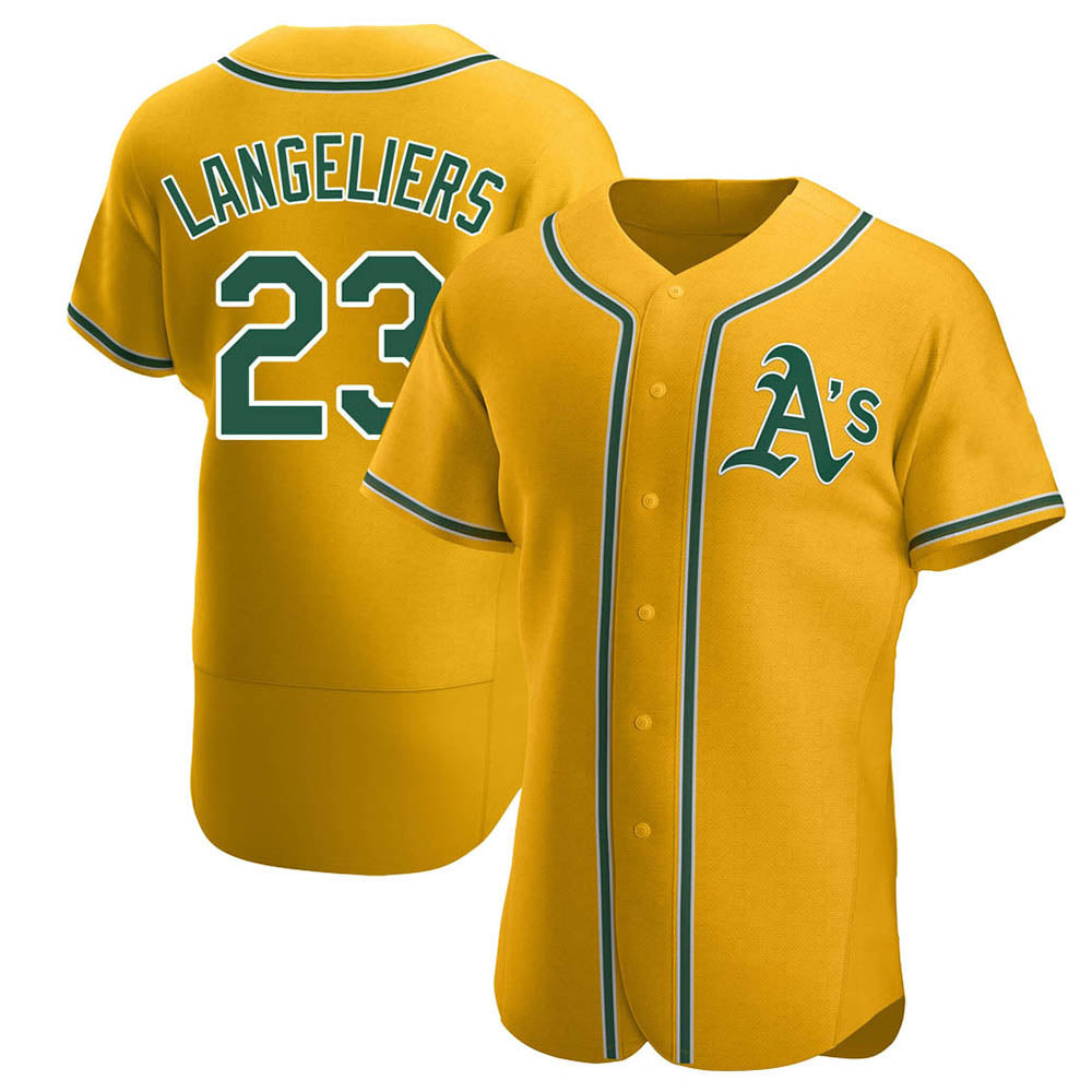 TRASK Athletics #23 Shea Langeliers Player Gold Authentic Alternate Stitched Jerseys
