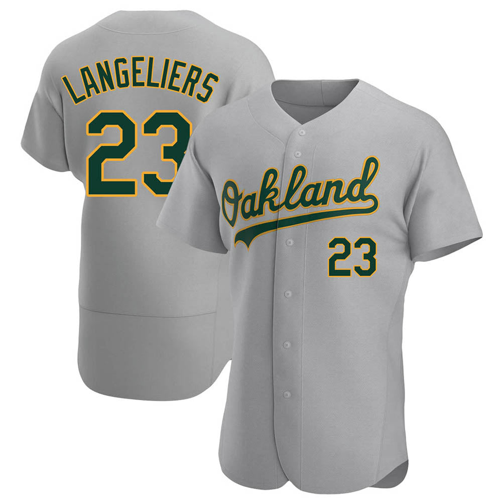 TRASK Athletics #23 Shea Langeliers Player Gray Authentic Road Stitched Jersey