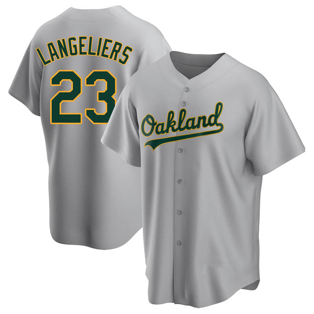 TRASK Athletics #23 Shea Langeliers Player Gray Replica Road Stitched Jerseys