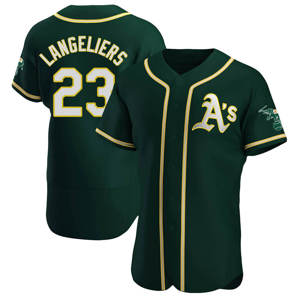 TRASK Athletics #23 Shea Langeliers Player Green Authentic Alternate Stitched Jerseys