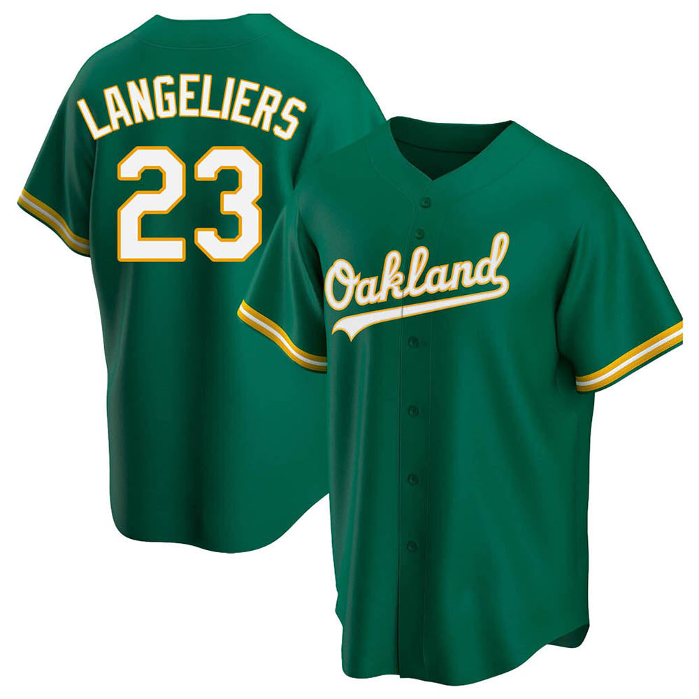 TRASK Athletics #23 Shea Langeliers Player Green Replica Kelly Alternate Stitched Jerseys