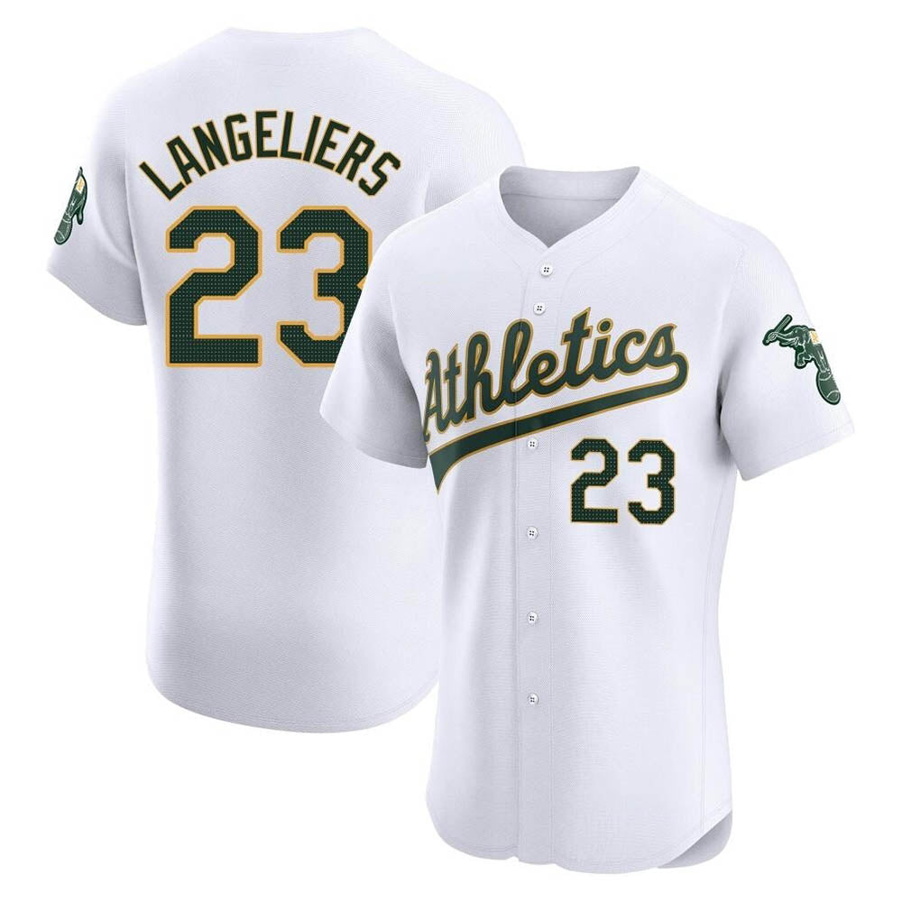 TRASK Athletics #23 Shea Langeliers Player White Elite Home Stitched Jersey