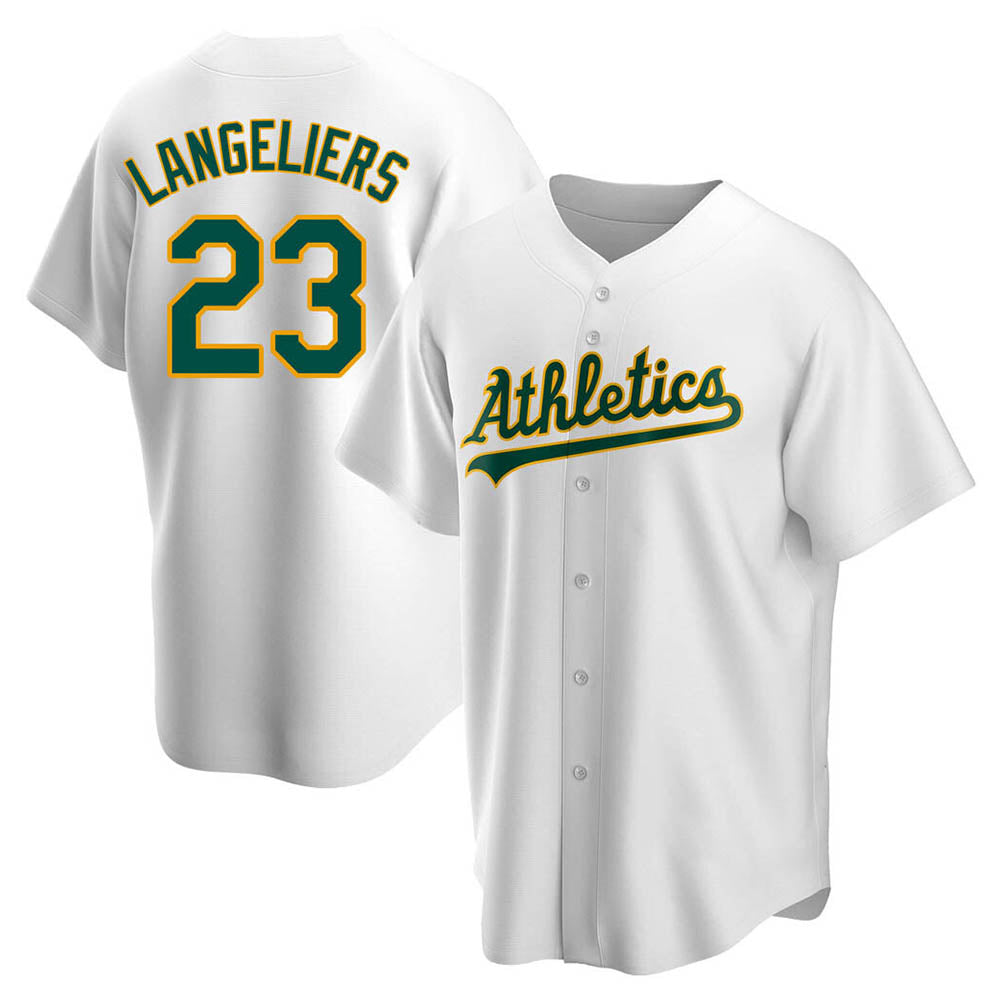TRASK Athletics #23 Shea Langeliers Player White Replica Home Stitched Jerseys