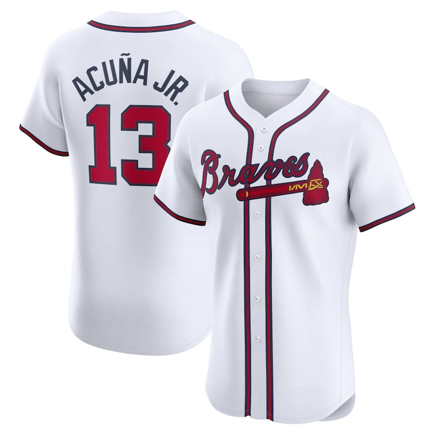 TRASK A.Braves #13 Ronald Acuna Jr. Home Elite Jersey - White Personalized Jerseys