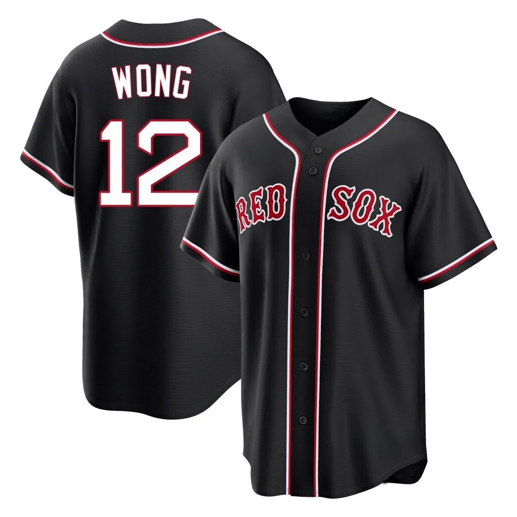 TRASK B.Red Sox #12 Connor Wong Player Black Out Home Game Stitched Jerseys