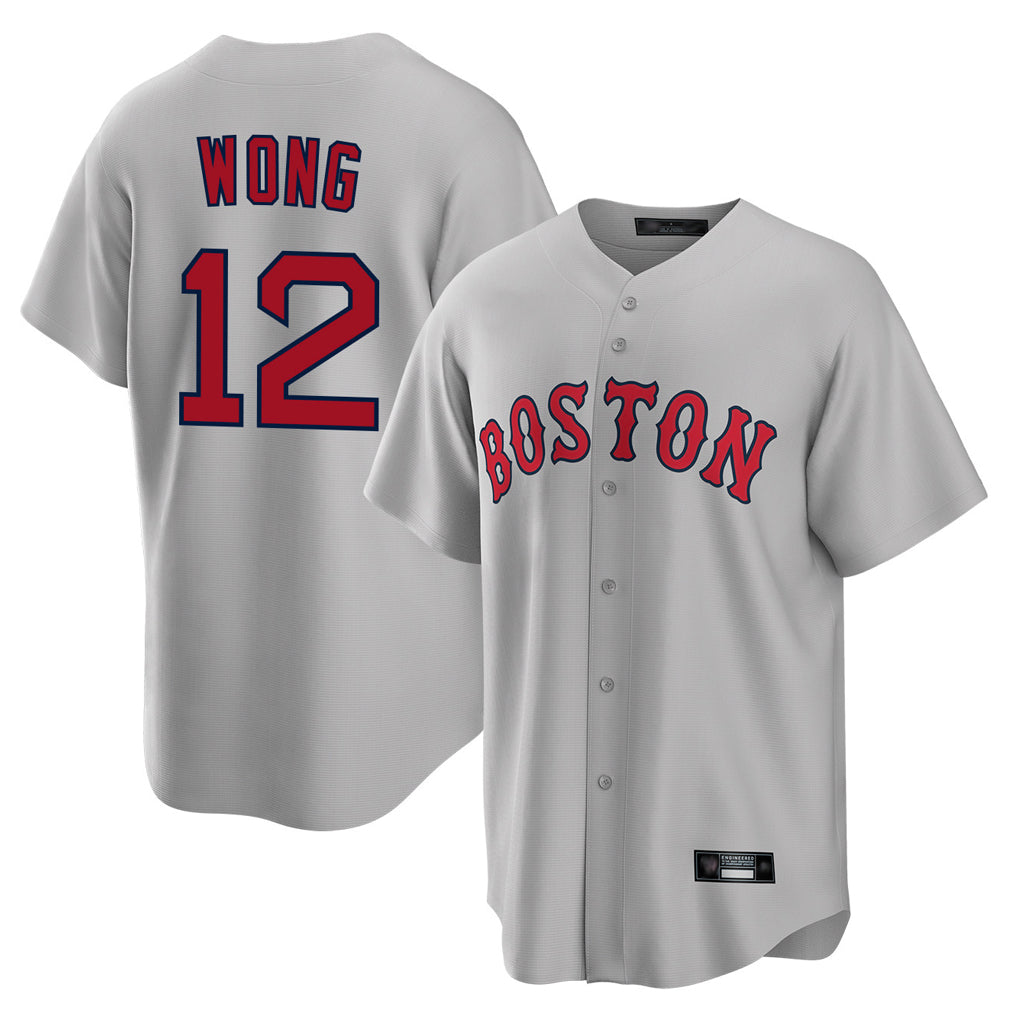 TRASK B.Red Sox #12 Connor Wong Player Gray Road Home Game Stitched Jerseys